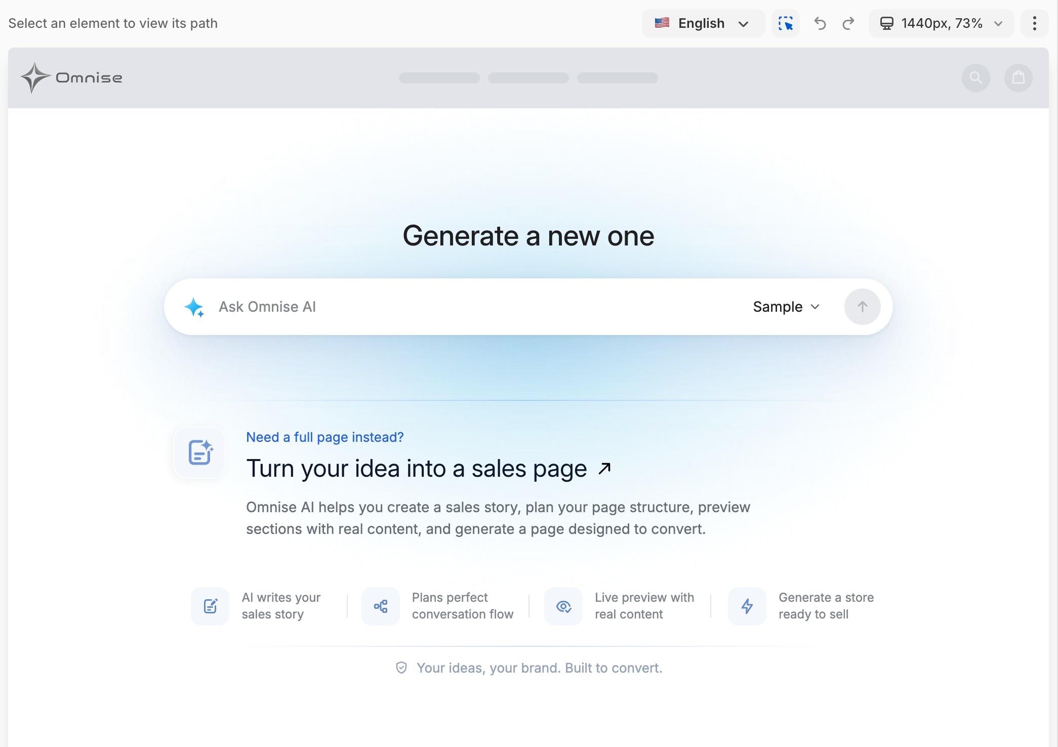 Omnise AI — type your idea and turn it into a sales page